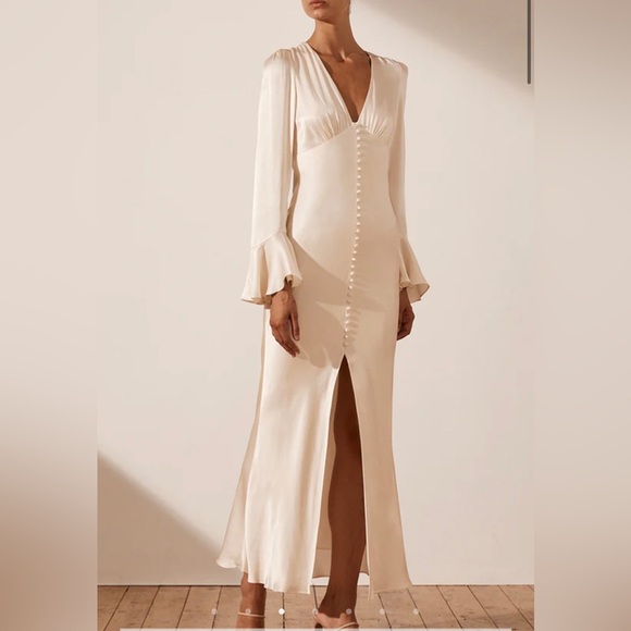 Shona Joy Midi Frill Cuff Dress, US size 4 - Picture 2 of 8